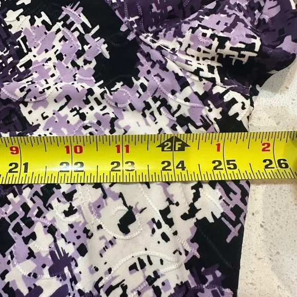 JM Collection Purple and Black Abstract Long Sleeve Top - Picture 4 of 7